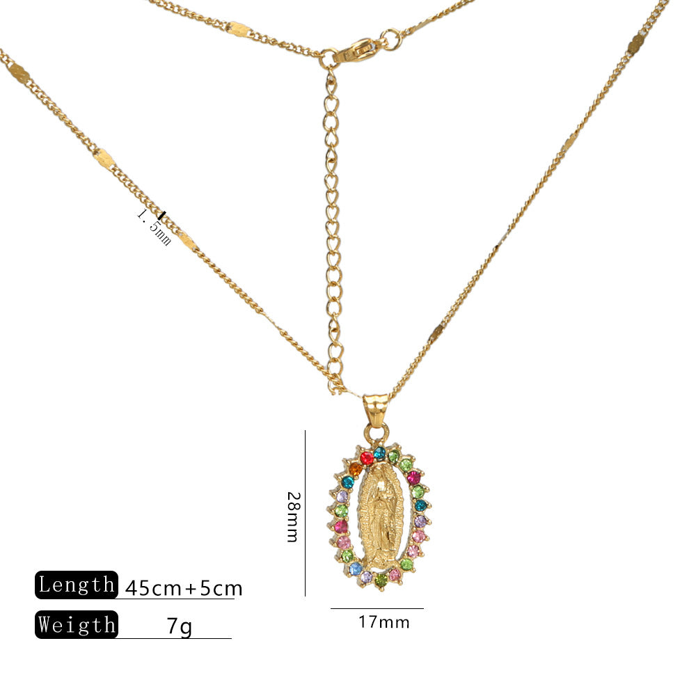 Wholesale Virgin Mary Pendant Jewelry Stainless steel Necklace Accessories Light Luxury
