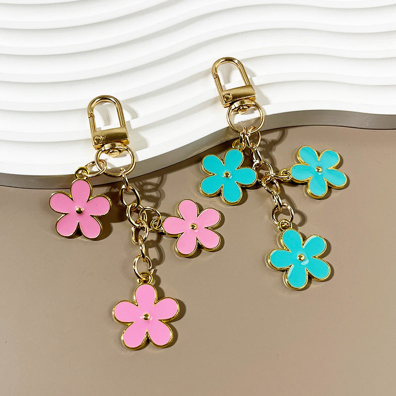 Wholesale color flower keychain creative bag pendant
