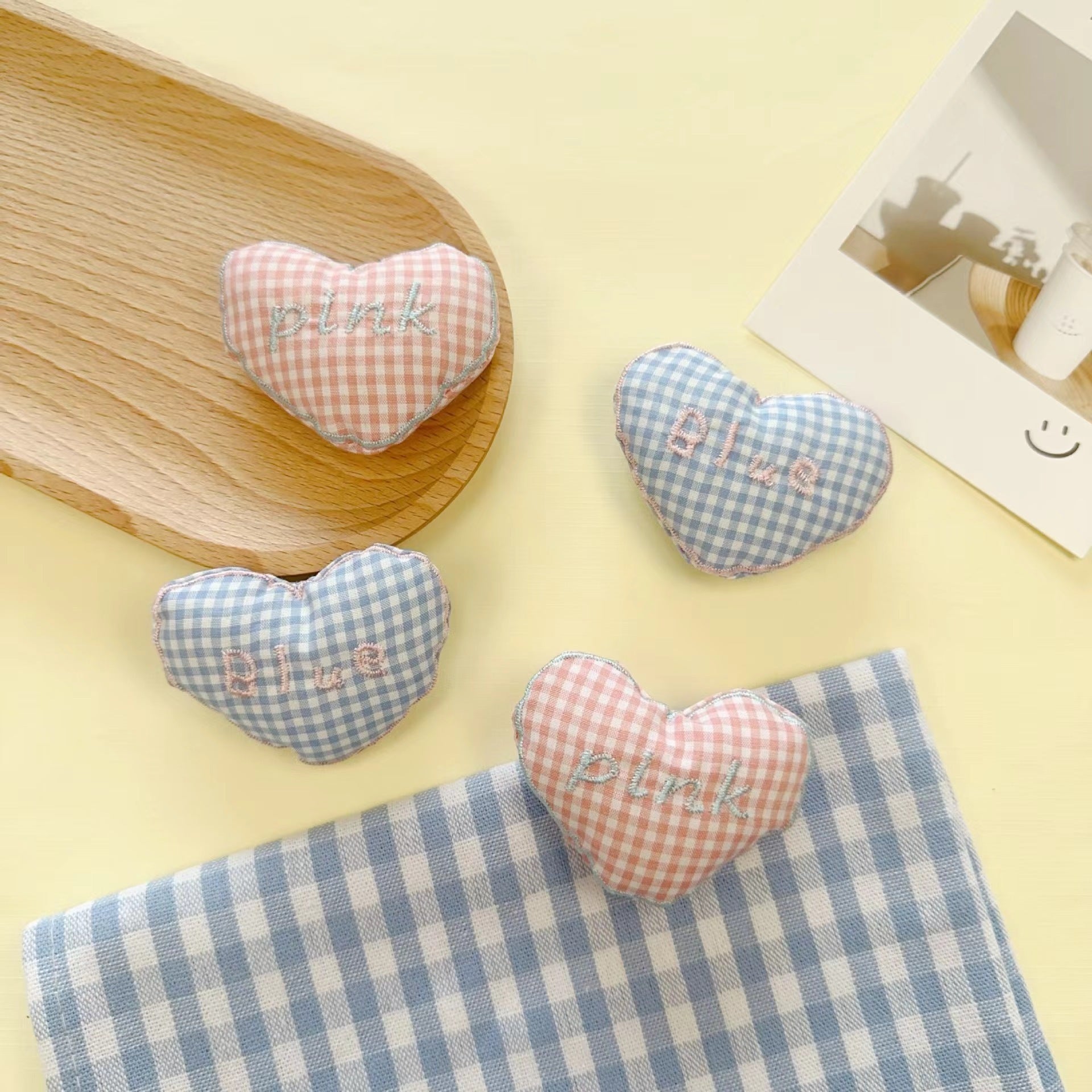 Wholesale Cute cotton three-dimensional plaid love key chain schoolbag  bag accessories