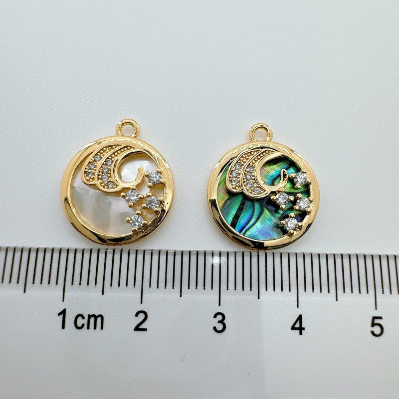 Wholesale Natural Mother of Pearl Abalone Shell Sun  Moon  and Stars Pendant