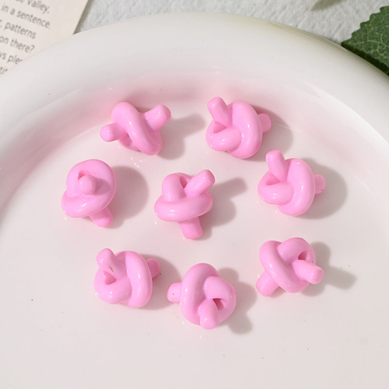 Wholesale 10pcs Acrylic Candy Color Rope Knot Straight Hole  Acrylic Beads