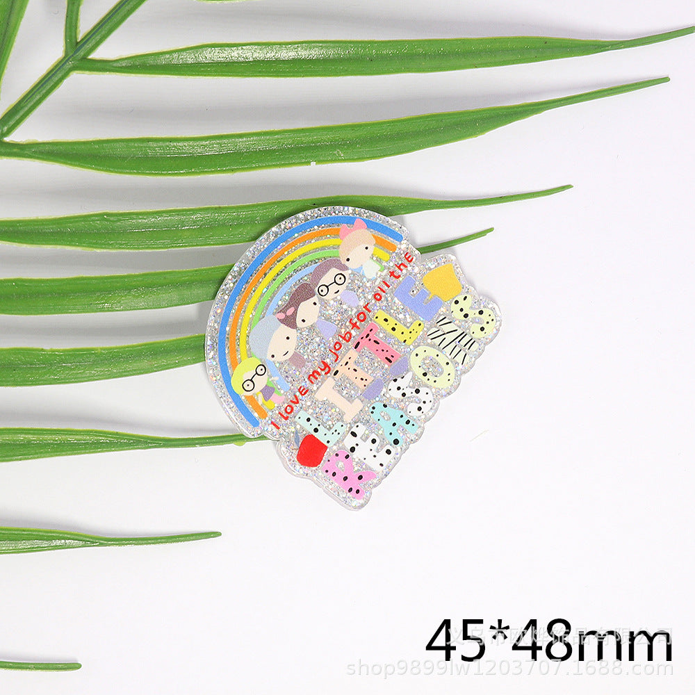 Wholesale 10pcs Loose Powder Cartoon Teacher Stationery Acrylic Pin Cute DIY Patch