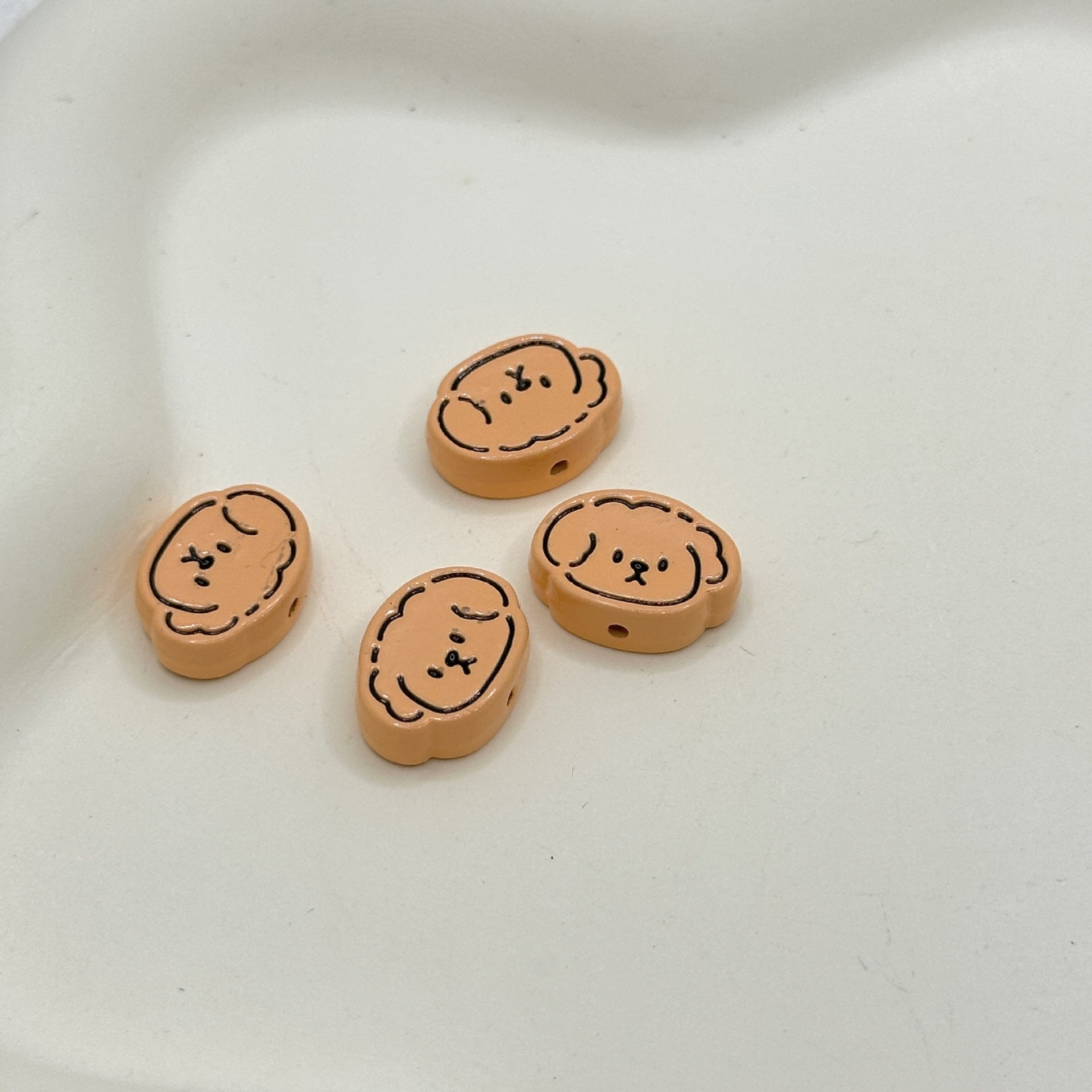 Wholesale 10pcs Alloy paint color cartoon puppy head line puppy beaded diy beads