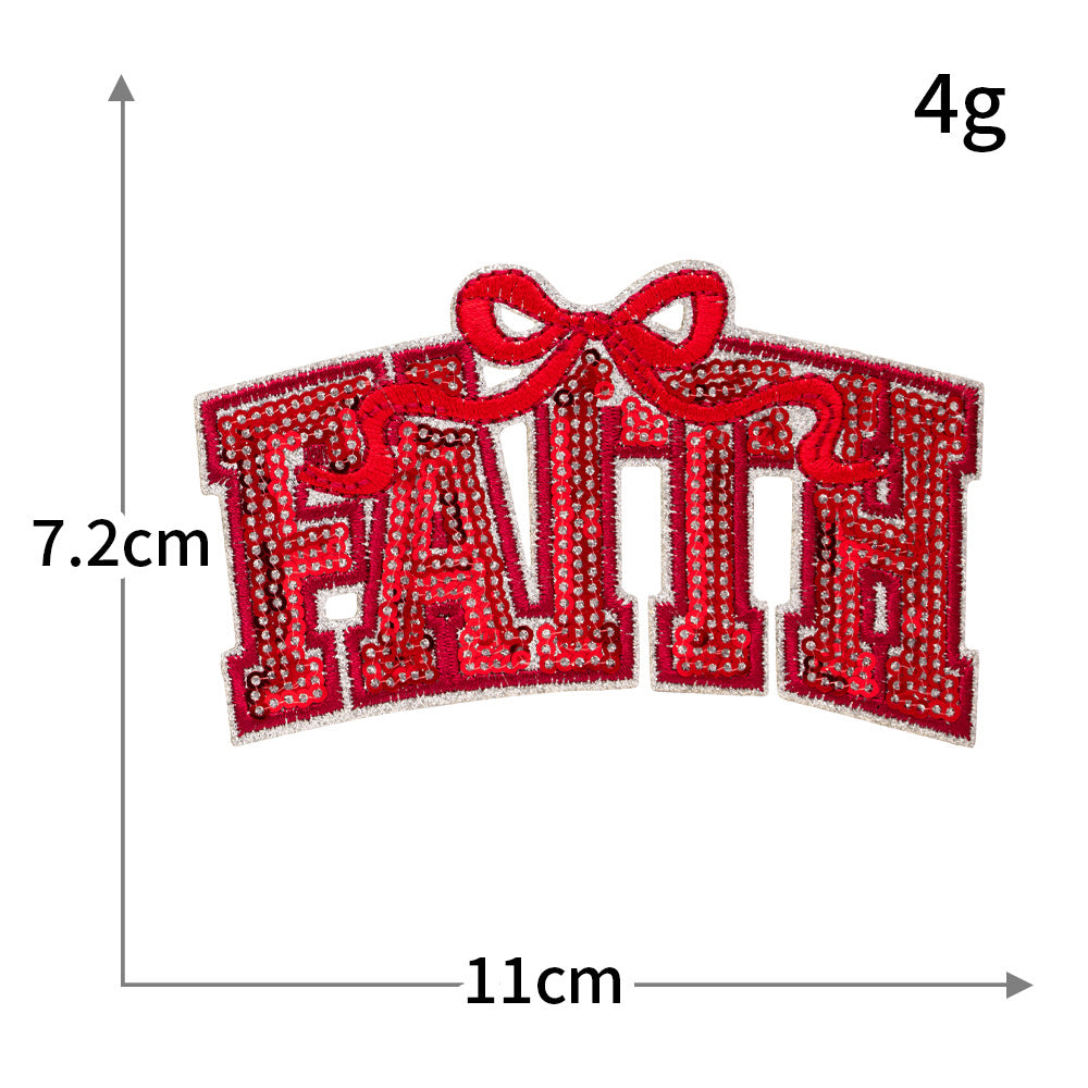 Wholesale Rayon Polyester Sequined Letter Patch Pink With Gold Silver Trim Stylish Decorative Embroidered Applique For Bags Coats Hats Resale