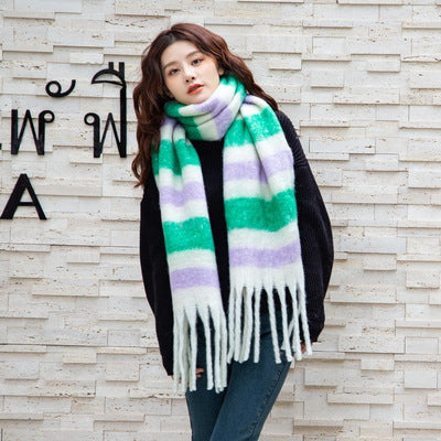 Wholesale Long Tassel New Rainbow Plaid Scarf