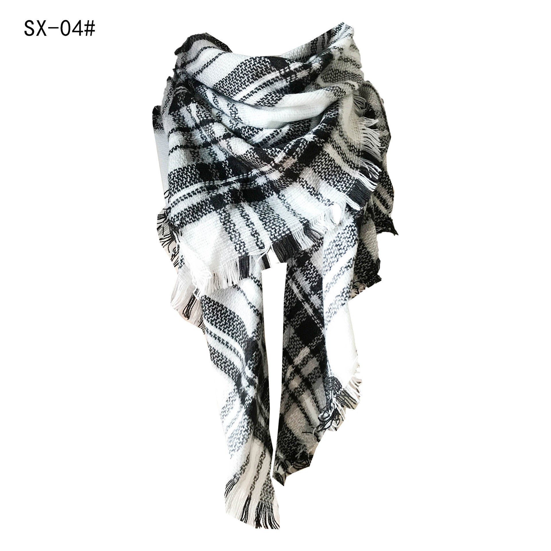 Wholesale Autumn and Winter Imitation Cashmere Double-sided Colorful Plaid Triangle Scarf