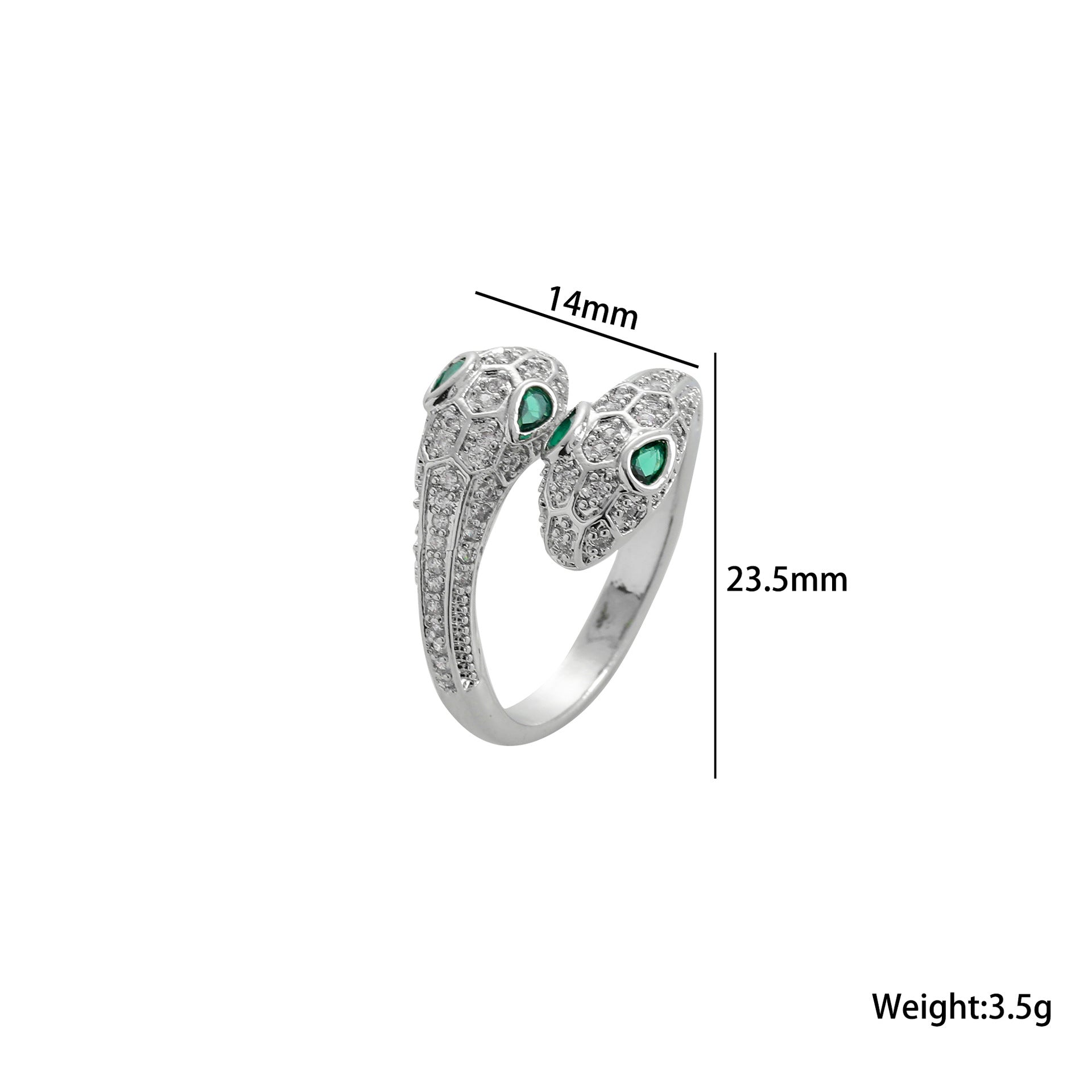 Wholesale Micro-inlaid Zircon Double-headed Snake Female Light Luxury Sense of Luxury Personality Index Finger Ring