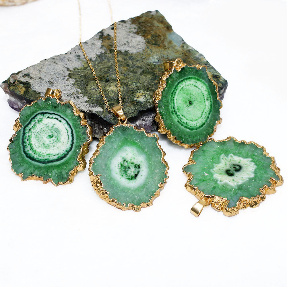 Wholesale 5pcs/packcrystal asymmetrical raw stone slice gold-plated necklace accessories