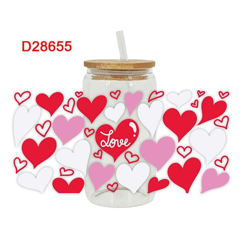 Wholesale Pink Love Valentine's Day Series 16oz Cup UV DTF Wraps