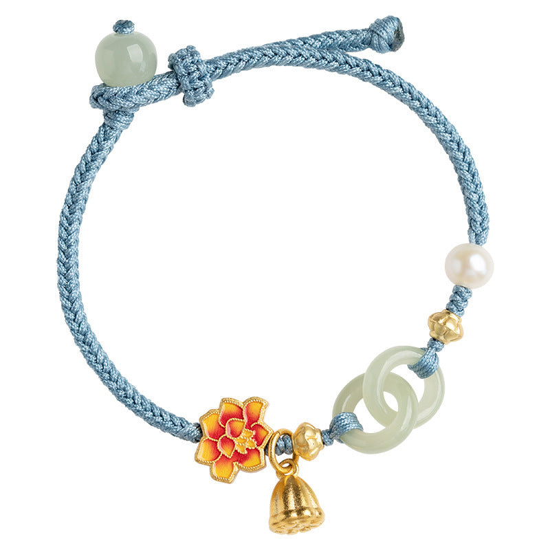 Wholesale Ring buckle imitation Hetian jade safety buckle bracelet niche design woven pearl bracelet Valentine's Day girlfriend gift