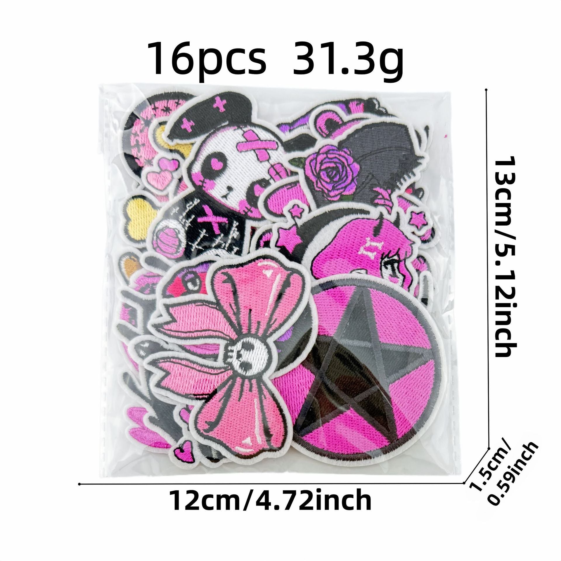 Wholesale Gothic Embroidered Iron On Patch Dark Pink Decorative Badge For Clothing DIY Accessory Trendy Gift