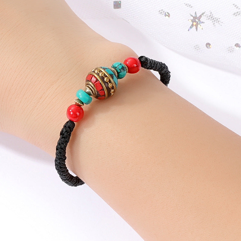 Wholesale Handmade Tibetan Style Ethnic Braided Bracelet Copper Bead Women S Fashion Accessory Gift