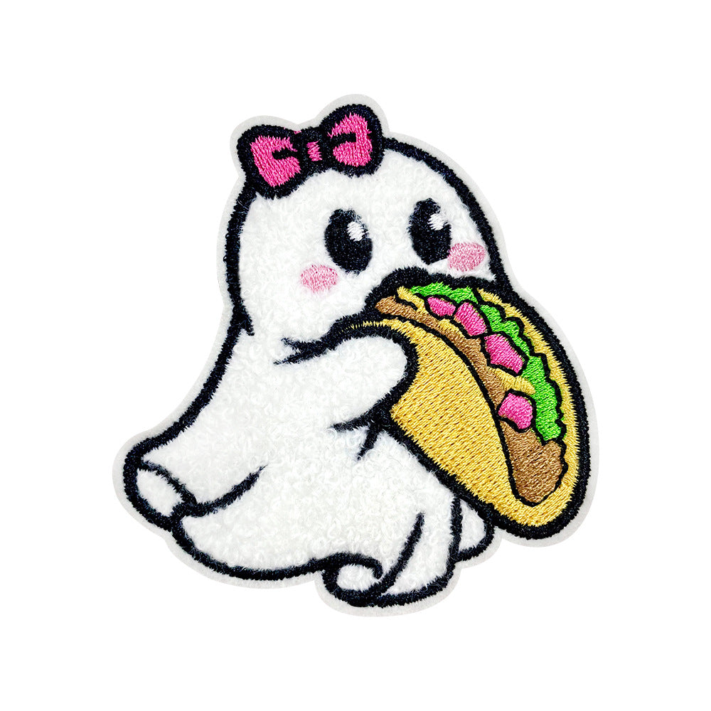 Wholesale  Embroidered Sequin Patches Ghost Witch Pumpkin Skull Haunted House Designs DIY Fashion Accessory For Coats And Clothing