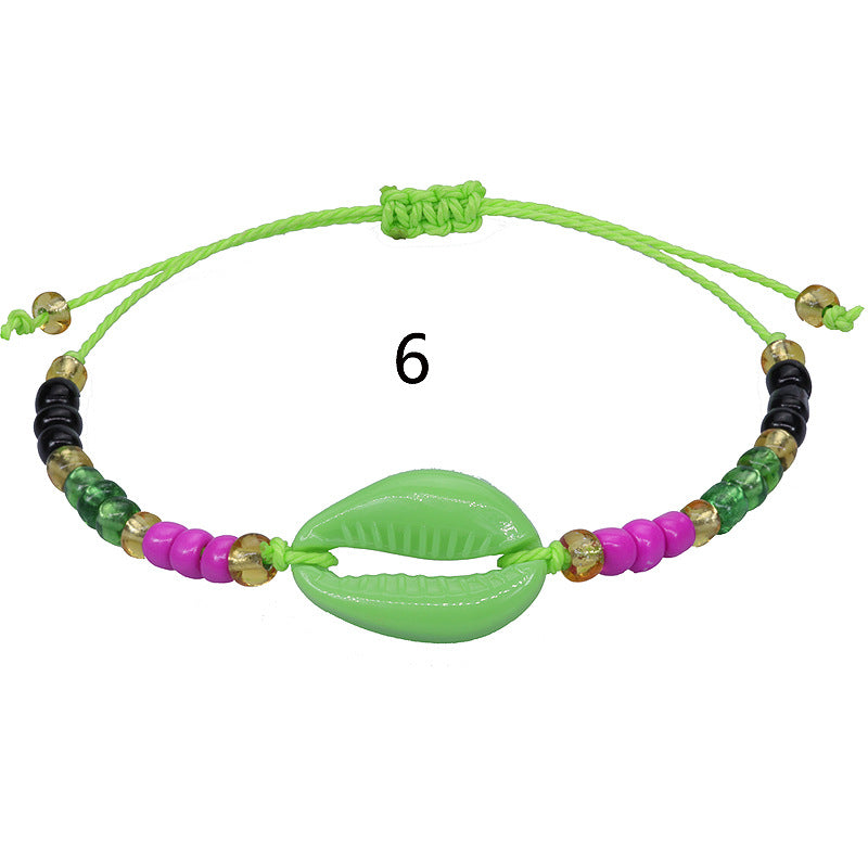 Wholesale Acrylic Seashell Colorful Rice Beads Woven Bracelet