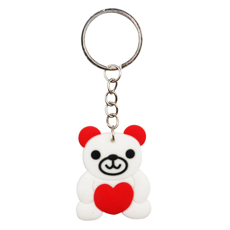 Wholesale 20pcs New PVC Love Heart Valentine's Day Keychain