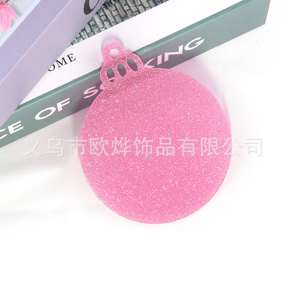 Wholesale 10pcs Glitter Acrylic Christmas Pendant Decoration DIY Glitter Craft Hanging Ornament Patch