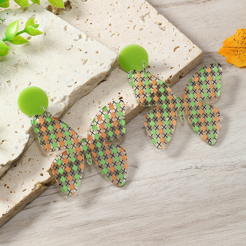 Wholesale St. Patrick's Day Acrylic Trefoil Butterfly Earrings