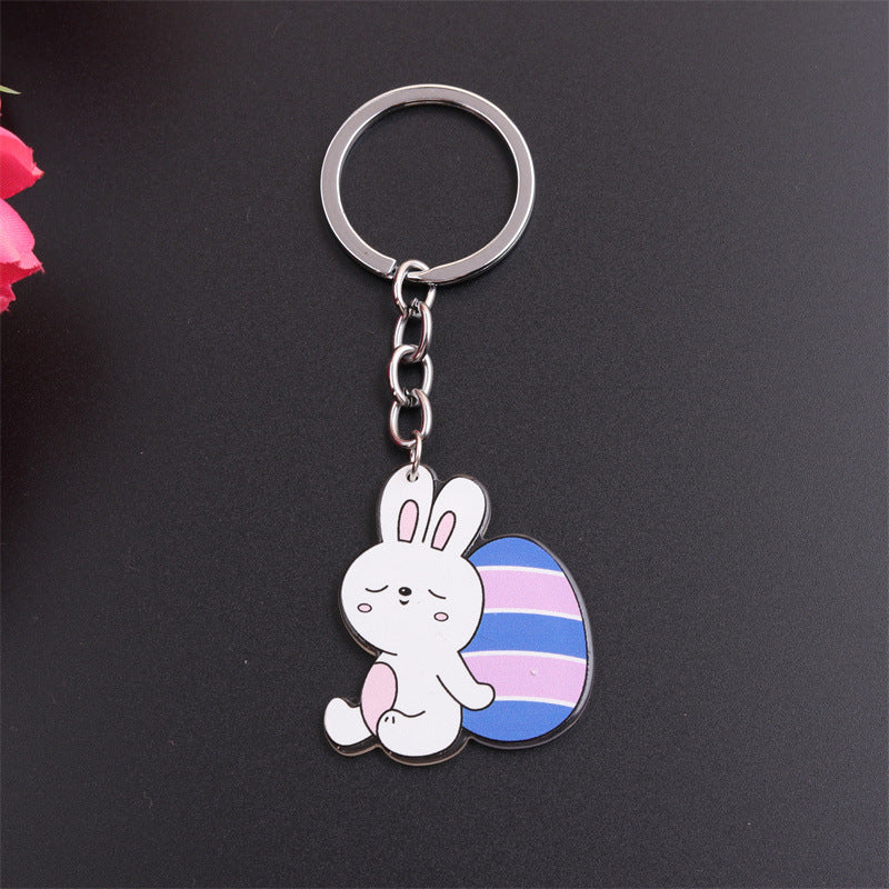 Wholesale Easter Rabbit Ear Easter Egg Metal Keychain