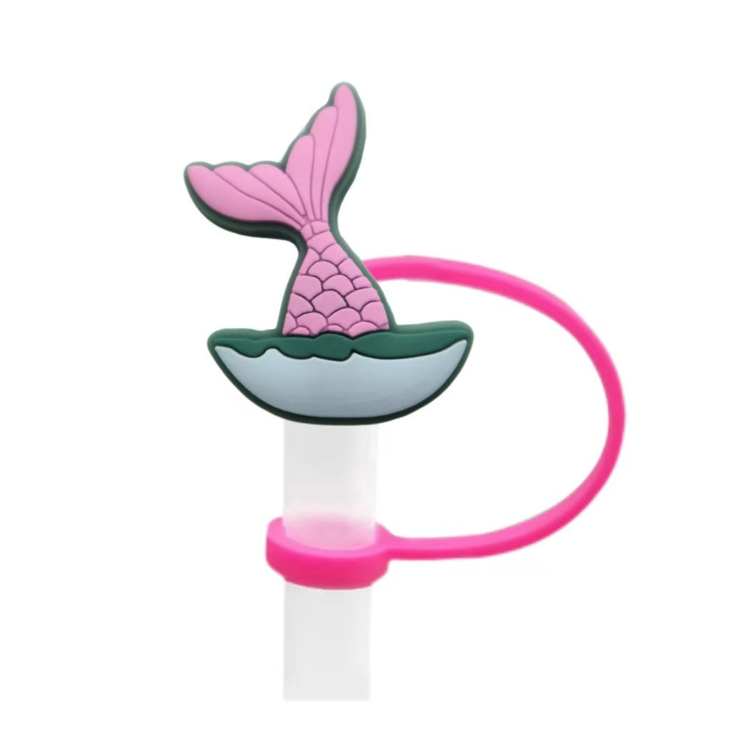 Wholesale 10pcs Cute Mermaid Cartoon Silicone Straw Cap