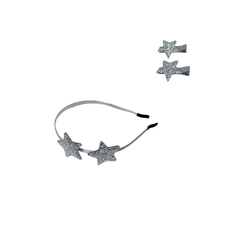 Wholesale Resin Valentine's Day love pink five-pointed star dress headband headdress set