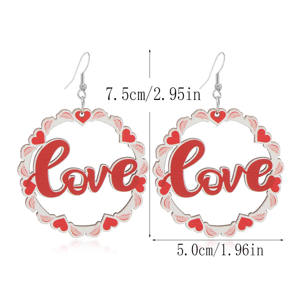 Wholesale Valentine's Day Love Truck Balloon Red Lip Wooden Earrings