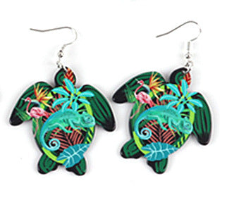 Wholesale Boho Turtle Turtle Acrylic Print Pattern Earrings