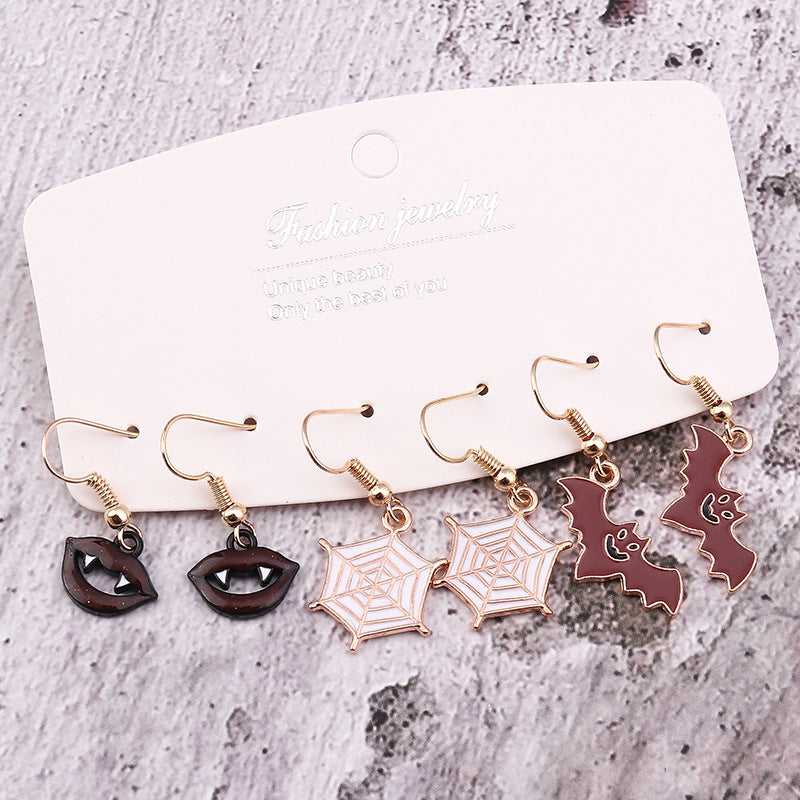 Wholesale Halloween Decorations Ghost Pumpkin Elf Bat Alloy Earrings