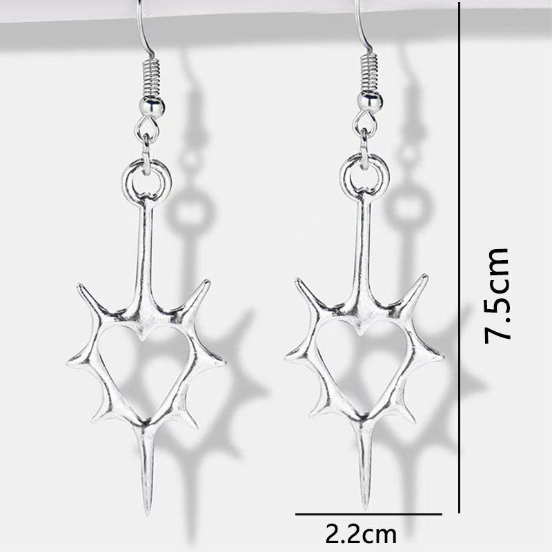 Wholesale Hollow pierced heart punk earrings
