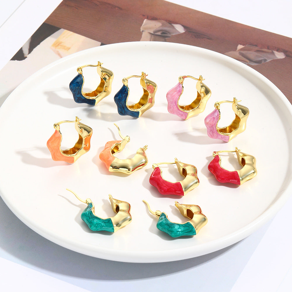 Wholesale Fashion Wavy Colorful Oil Drop Earrings