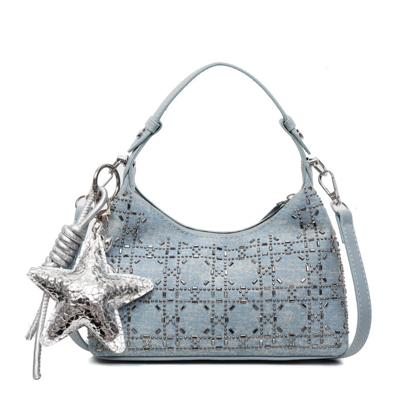 Wholesale Bright diamond handbag textured shoulder crossbody bag