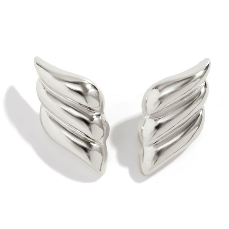 Wholesale Geometric Three-Layer Wings 18K Gold Plated Earrings