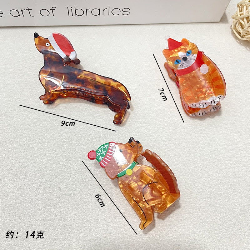 Wholesale Novelty Dachshund Acrylic Claw Clip Cute Dog Hair Accessory For Women Gift Boutique Resale