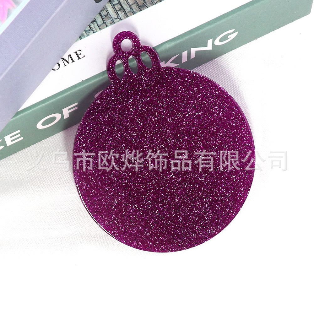 Wholesale 10pcs Glitter Acrylic Christmas Pendant Decoration DIY Glitter Craft Hanging Ornament Patch