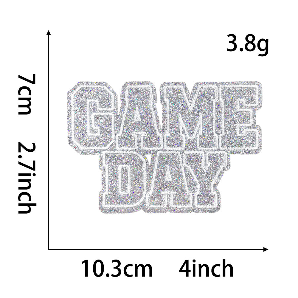 Wholesale Gameday Football Glitter DIY Iron On Embroidered Patch Chic Fashion Accessory For ets Boutique Resale Gift