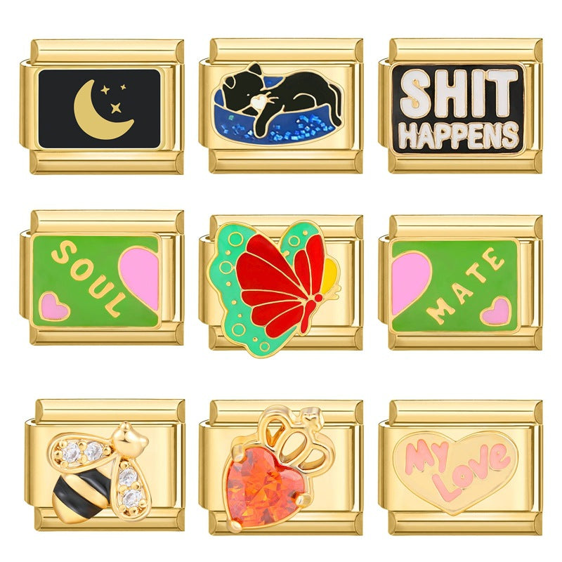 Wholesale  DIY Gold-bottom Light Luxury Creative Personalized Bracelet Charms