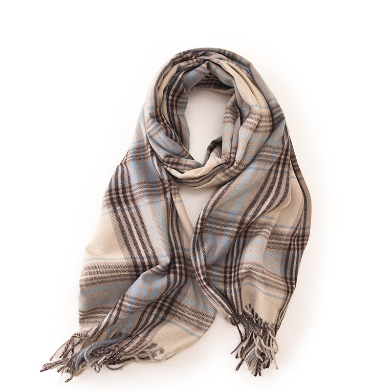 Wholesale Autumn and Winter Plaid Tassel Imitation Cashmere Scarf