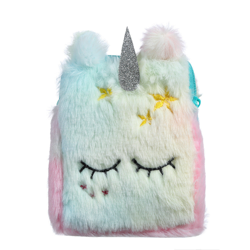 Wholesale Children's Plush Unicorn Shoulder Bag Crossbody Bag Zero Wallet