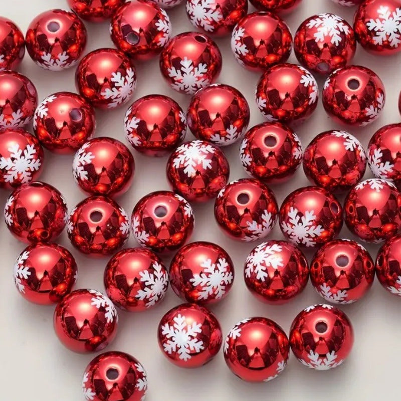 Wholesale 100PCS/PACK 16mm Christmas Red Snowflake Acrylic DIY Beads