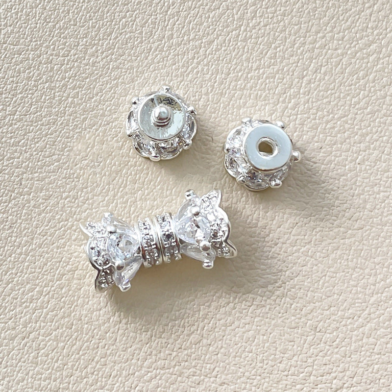 Wholesale Small Waist Screw Buckle 18k Color-retaining Real Gold Inlay Zirconium Pearl Buckle DIY Bracelet Material