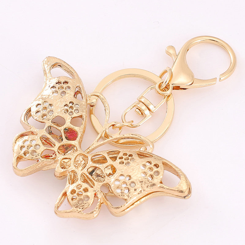Wholesale Alloy Diamond Color Butterfly Keychain