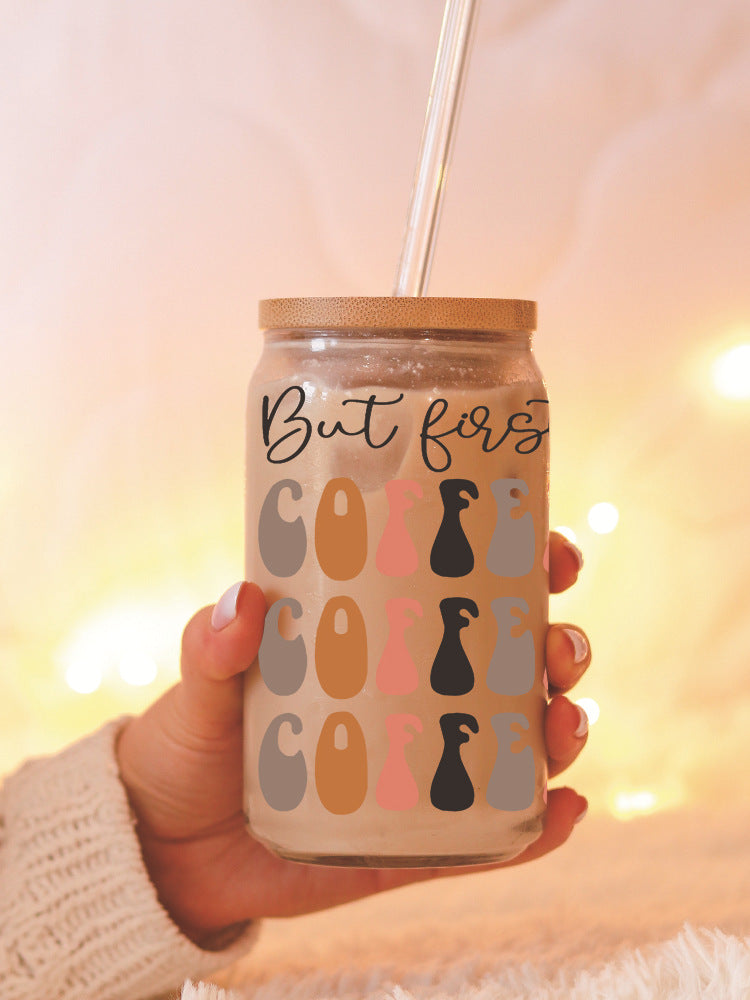 Wholesale Brown Cartoon Cute Coffee Theme 16oz Cup UV DTF Wraps