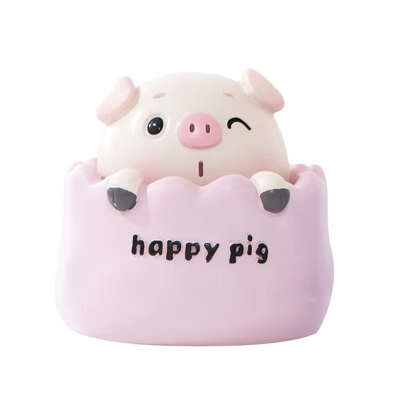 Wholesale of Piglet Shake Head Resin Doll Car Accessories