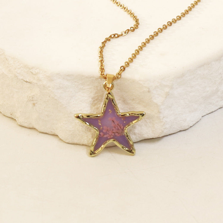 Wholesale 6pcs Real Flower Dried Flower Pendant Immortal Flower Colorful Epoxy Real Flower Necklace