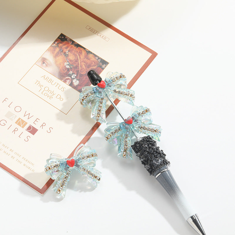 Wholesale 10pcs Acrylic Heavy Industry Beads Bow with Diamonds Hand Beading DIY