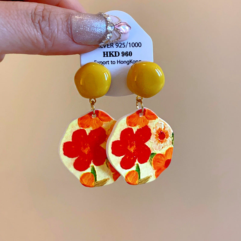 Wholesale Silver Needle Acrylic Irregular Flower Earrings