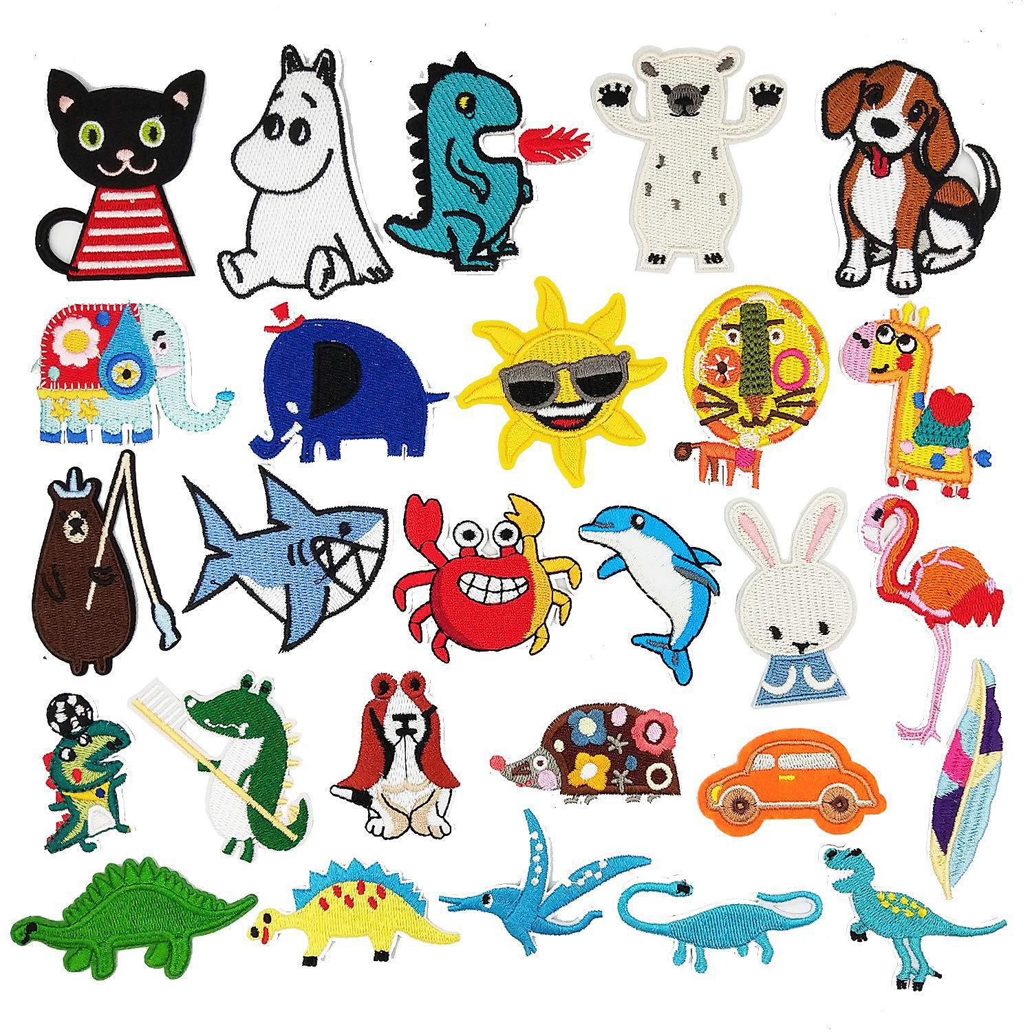Wholesale Felt Twill Sequin Dinosaur Cartoon Patch Set For Clothing Decoration And DIY Craft Supply