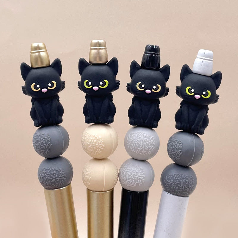 Wholesale  20pcs/pack 3D Silicone Teething Beads Black Cat Beads