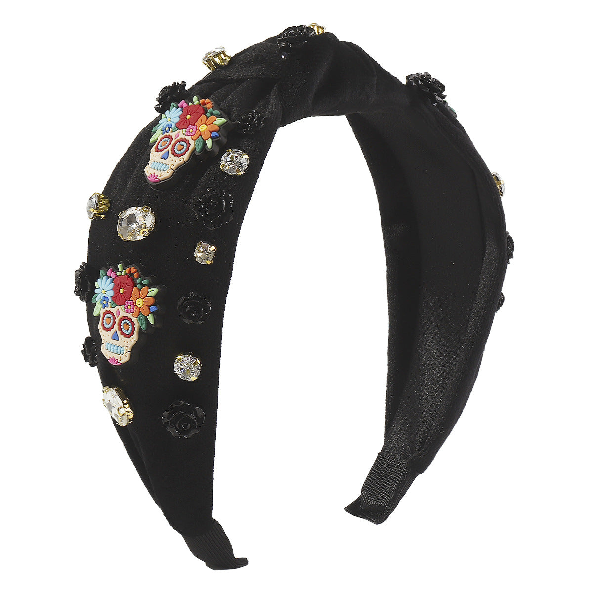 Wholesale Mexican Day of The Dead Cartoon Skull Fabric Hairbands