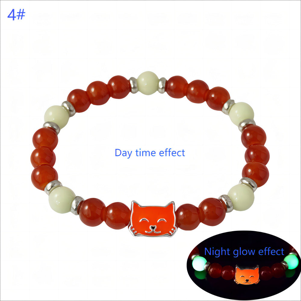 Wholesale Halloween alloy double-sided luminous cat bracelet
