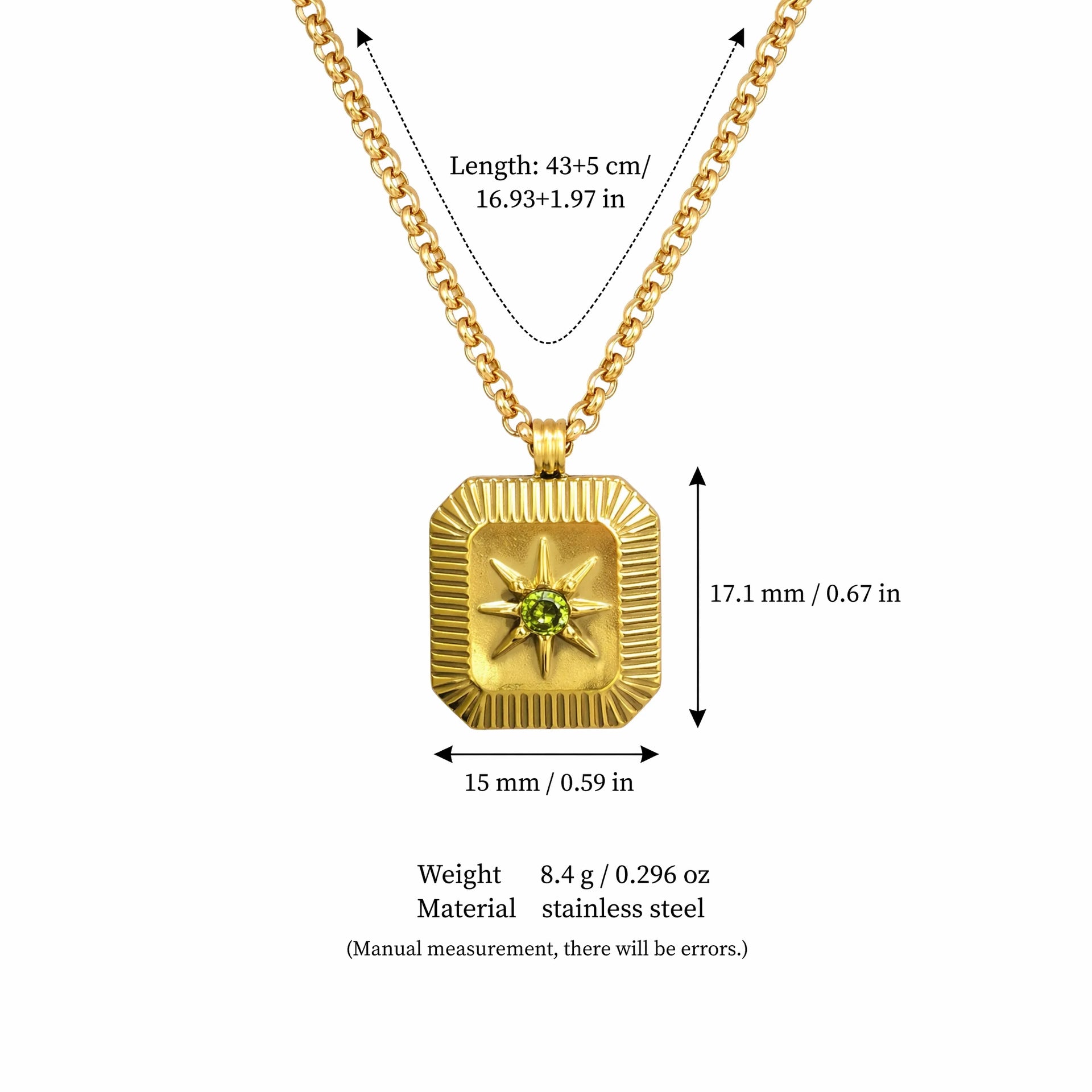 Wholesale 18K Gold Plated Eight Pointed Star Birthstone Pendant Necklace Sun Moon Star Charm Trendy Fashion Jewelry Accessory Boutique Resale Gift